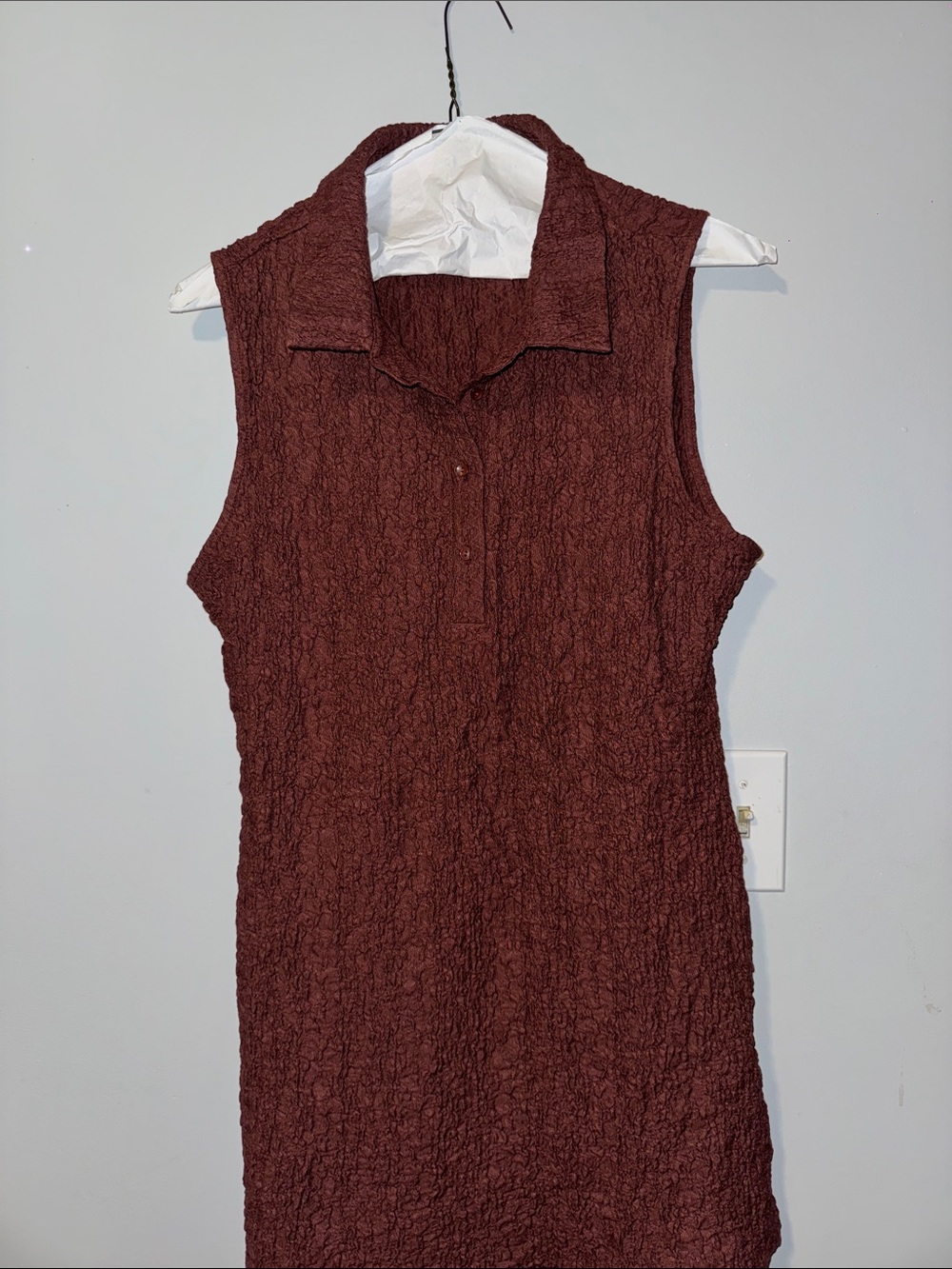Anthropologie Textured Sleeveless Midi Dress in Deep Brown